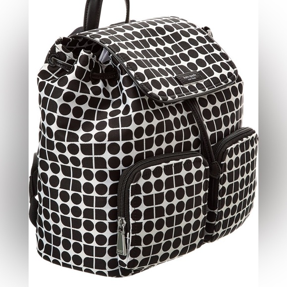 NEW Kate Spade Black and White Jacquard Fabric Backpack